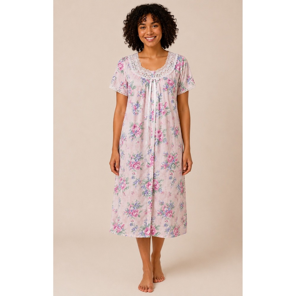 Character Vintage Floral‎ House Dress Cottagecore Coquette Pink Medium